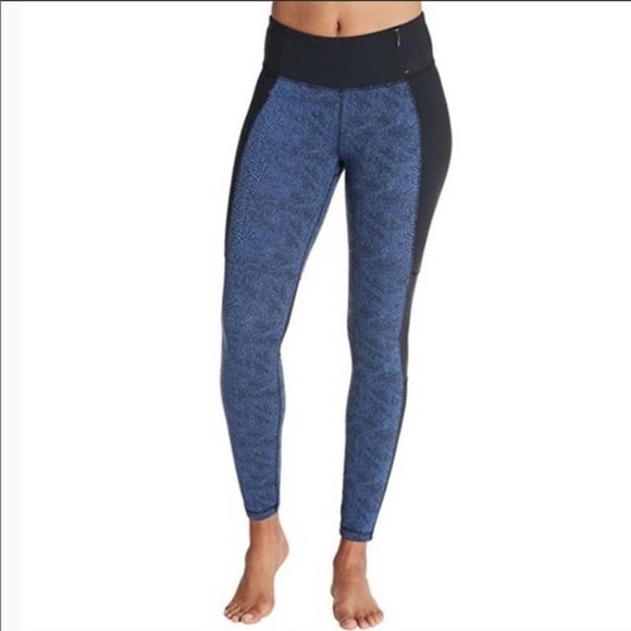 CALIA by Carrie Underwood Pants - CALIA Textured Print Mesh Insert Leggings Size M Blue Black Active Tight Fit